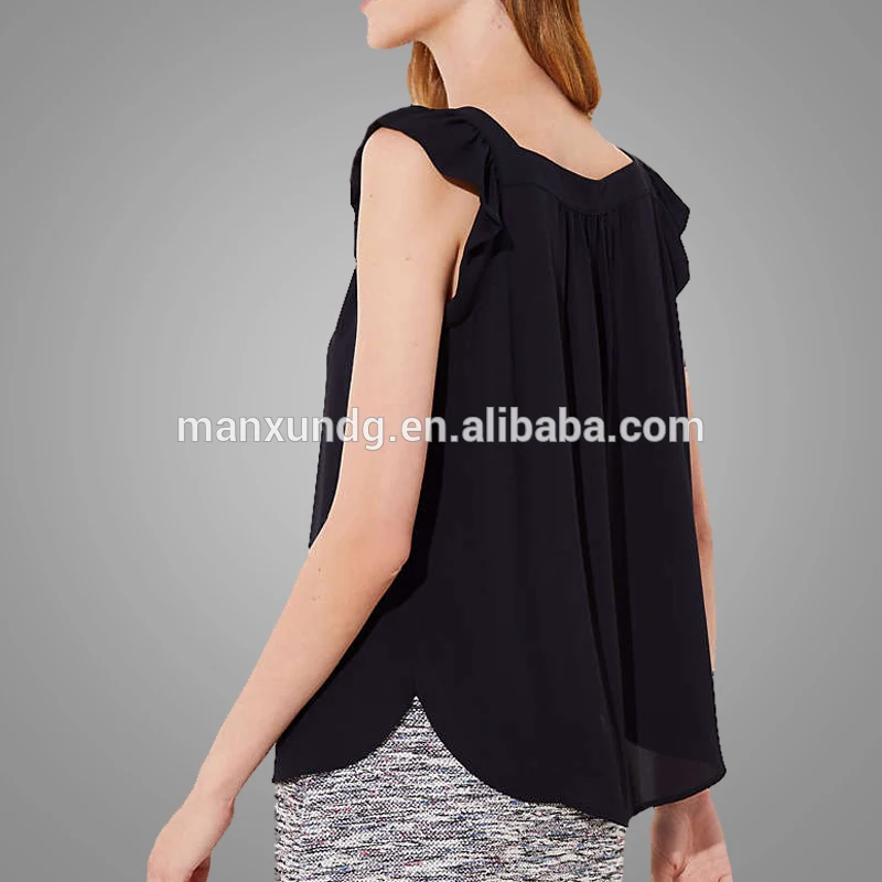 Wholesale Good Quality Women Sexy Deep V Neck Blouses Casual Black Tank Blouse Tops Tshirts 5