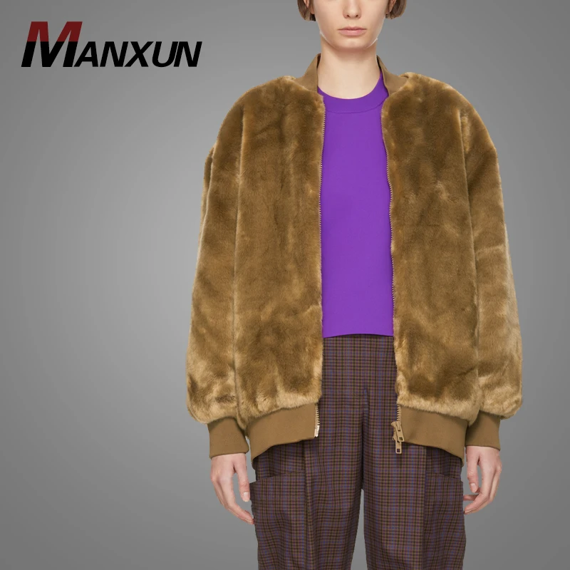 High Quality China Brown Faux Fur Coat Women Winter Short Trench Coat Women