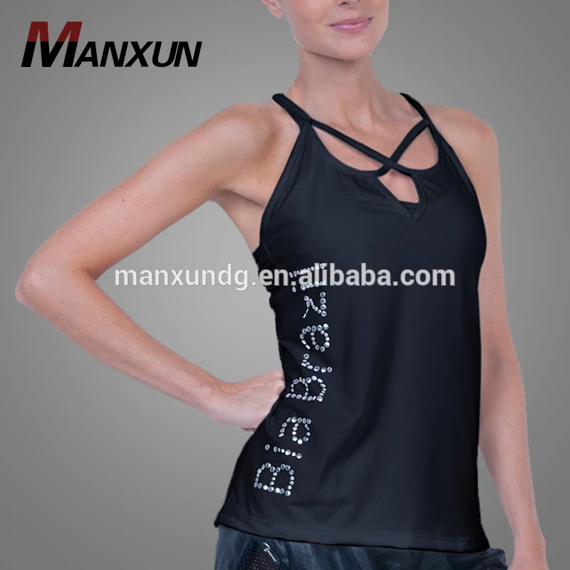 2018 High Quality Sports T - Shirt Printing Fashionable Tank Top Woman Fitness Gym Wear