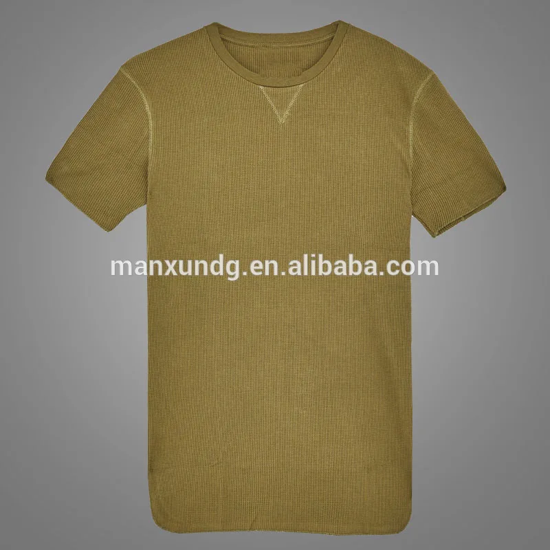 Waffle Knit Mens T shirts Organic Tshirt 100% Cotton Short Sleeves Tee Clothes 3