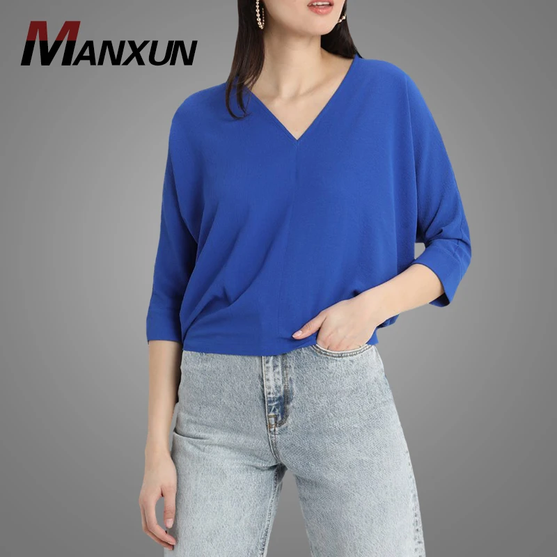 Wholesale Products Women Plain Long  Sleeve Blouse Tops Sexy Deep V Neck Backless Chiffon Blouse For Women