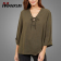 New-Design-Khaki-Lace-Up-Blouse-Casual