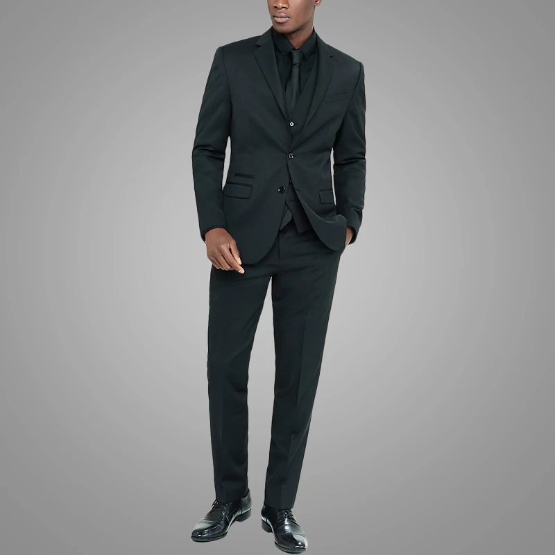 New Arrival Black Slim Fit Mens Suits Set with Vest Business Formal Men Suits 3 Pieces