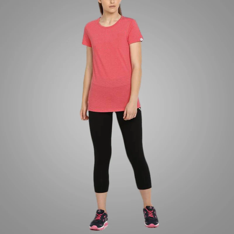 Newest Short Sleeve Round Neck Knitted T-shirt Women Pink Blank Plain Casual Lady T-shirt 3