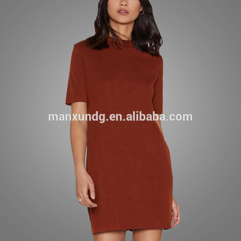 Womens Clothing Latest Design 2018 Sexy Ladies Plain Cotton Custom Tee Shirt Dress Tshirt
