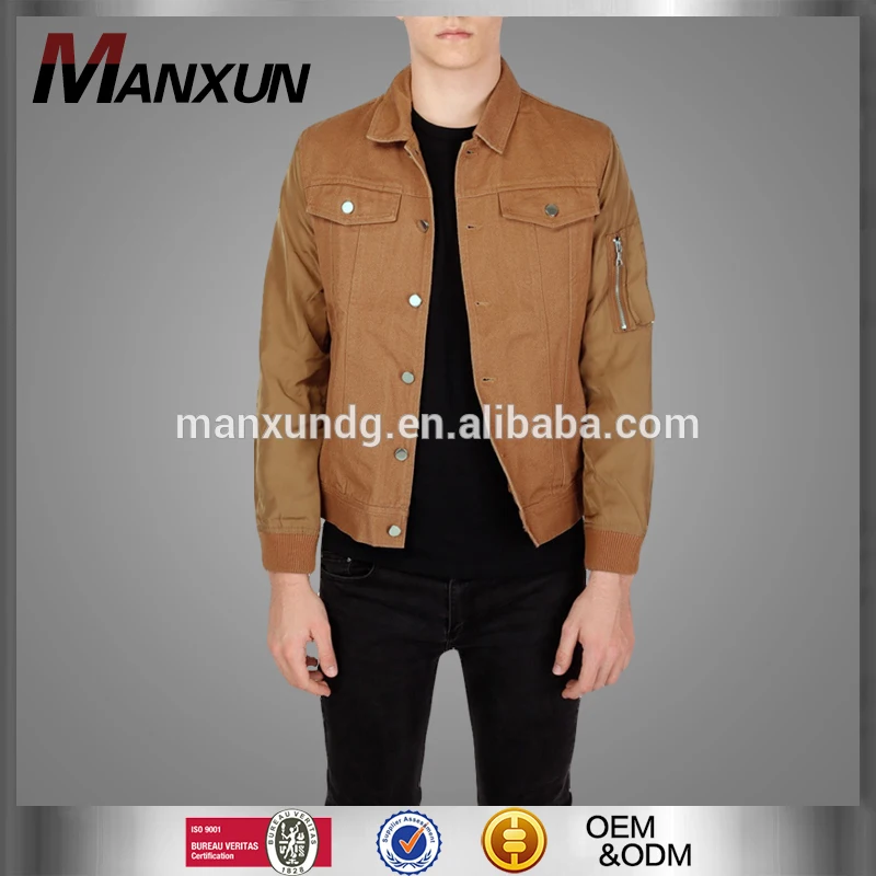 OEM Service Latest Design Jackets Men 2017 High Quality Khaki Denim Jacket With Five Pockets