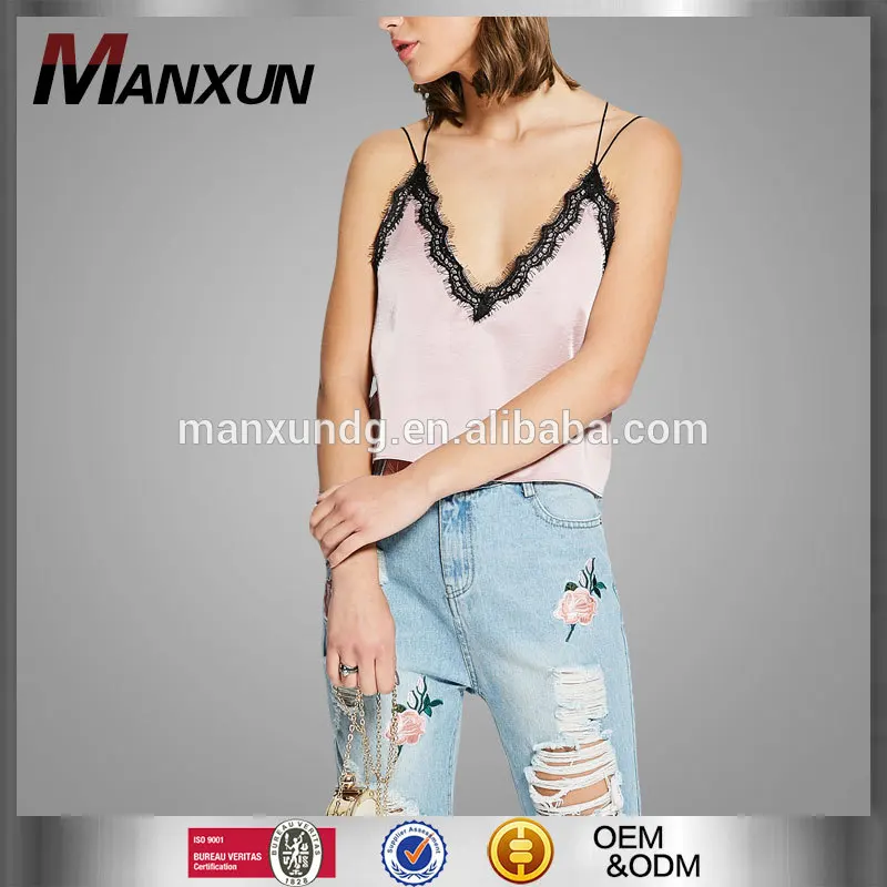 2017 Summer Women Lace Hollow Out Bodycon Sexy Fashion Slim Sleeveless V Neck Camisole Tank Crop Strappy Back Lace Tank Top