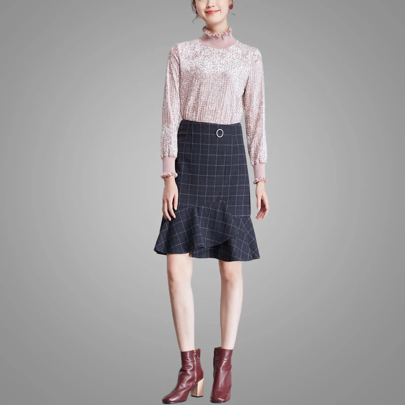 2019 New Arrival Casual Fashion Korean Bottoming Shirt Autumn Ladies Velvet Tops Slim Fit Women Blouses 7