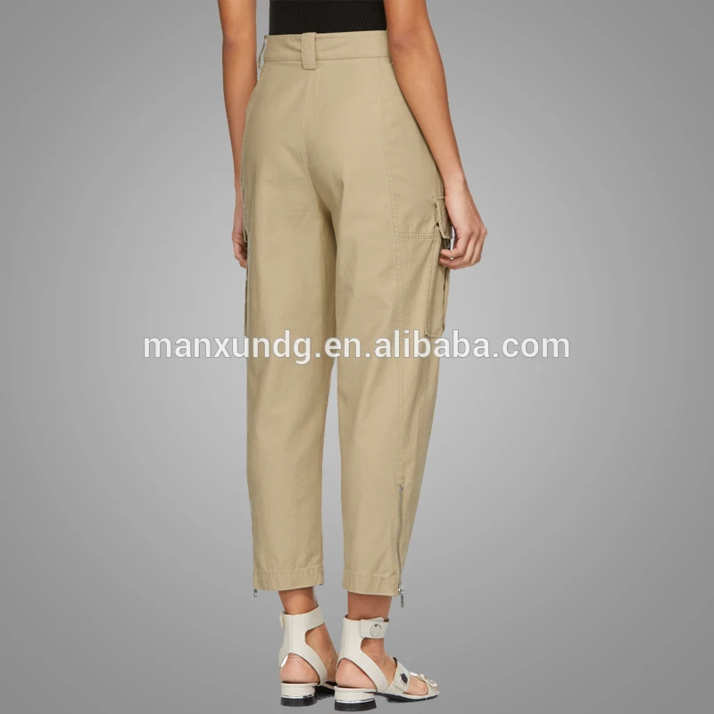 Wholesale Cheap Khaki Cargo Streetwear Fashion Oversized Trousers For Women 5