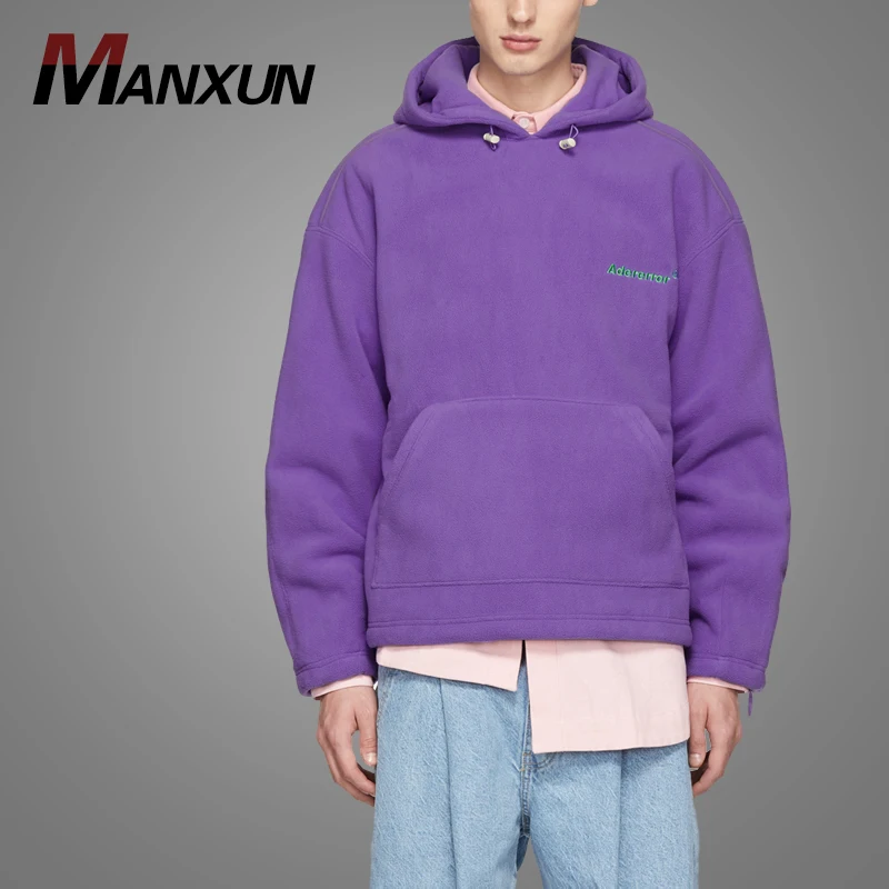 Custom Logo Sherpa Teddy Snowboard Hoodie Light Purple Faux Fur Mens Hoodies