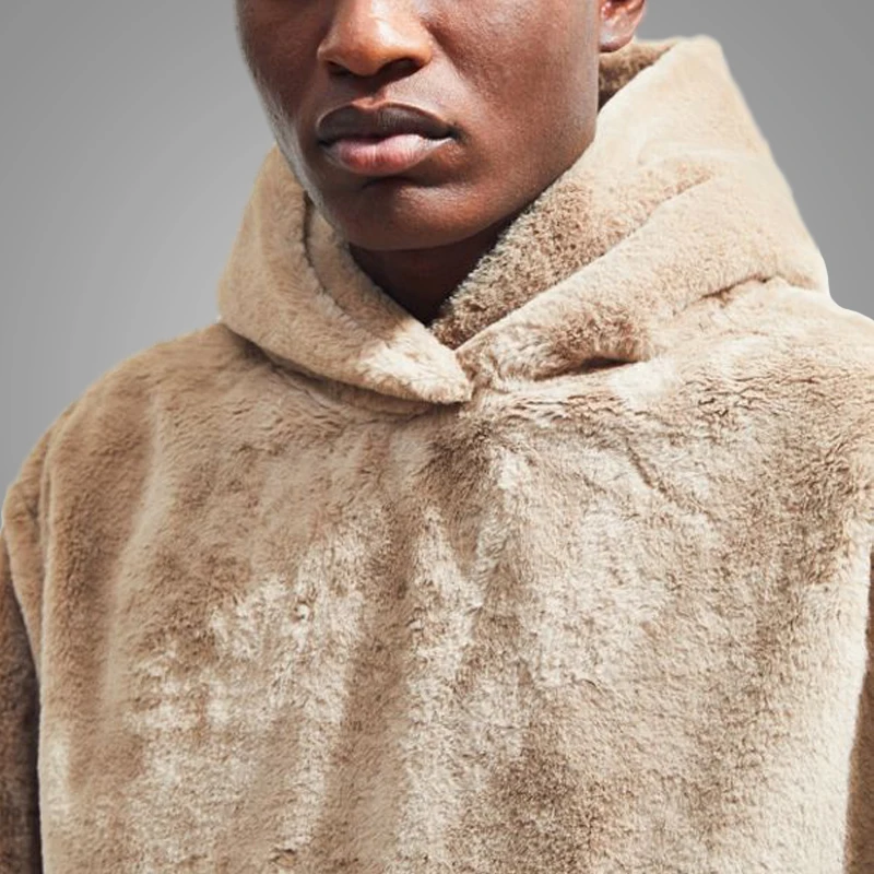 2018 Winter Thick Faux Fur Hoodie Mens High Quality Plain Soft Warm Blank Mens Sweatshirt with Hood 3