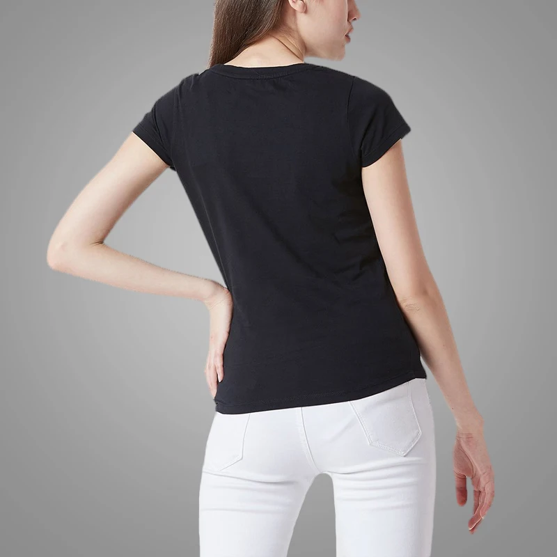 Cheap China Wholesale Clothing Black Crew Neck Short Sleeve Slim Fit Plain Womens T-shirt 2019 7