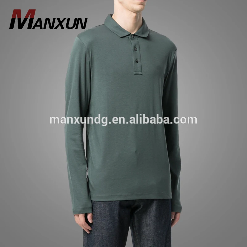 High Quality Blank Distressed Mens T Shirts Cotton Long Sleeve Polo Shirt For Sale