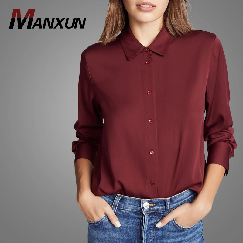 Fashion Plain Long Sleeve Office Shirt High Quality Comfortable Women Blouse Casual Clothes