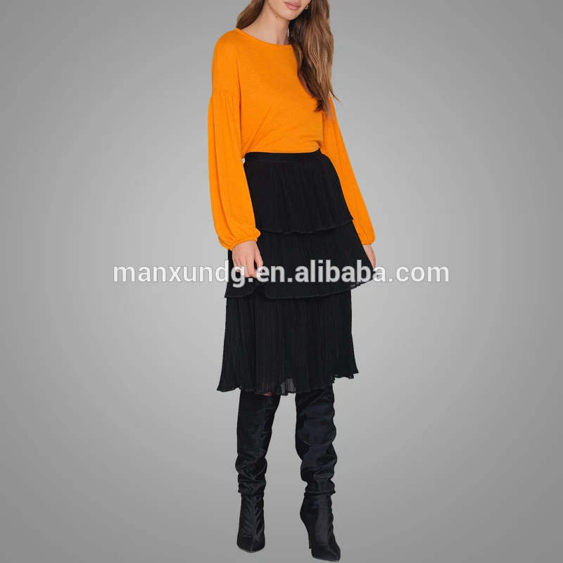 High Quality Orange Long Sleeve T Shirt Women Oversized Cotton T-Shirt 2019 5