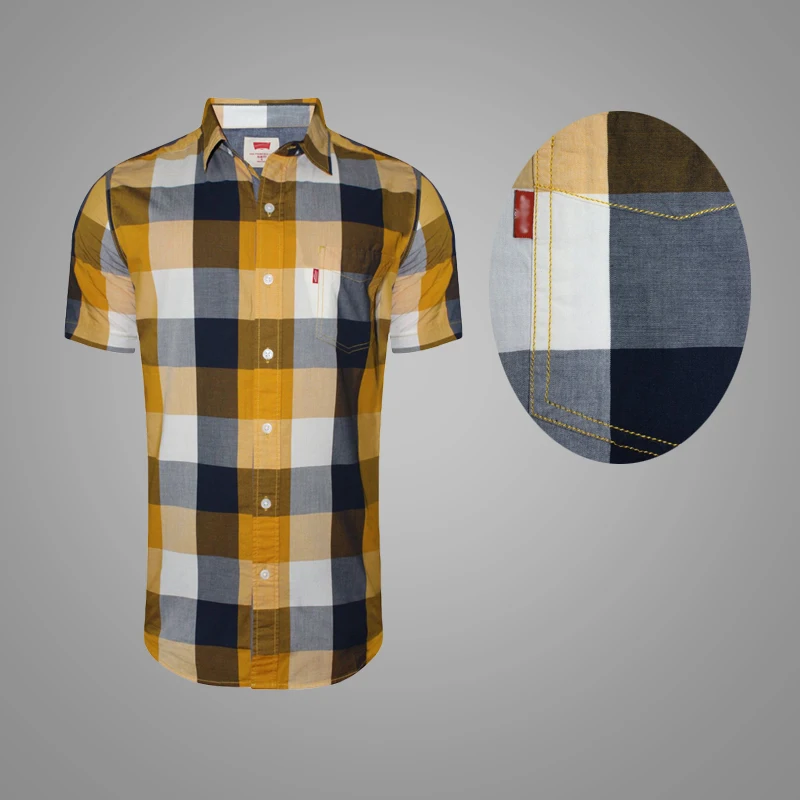 Newest Fashion Short Sleeve Summer Plaid Shirt Custom Logo Casual Shirt for Men
