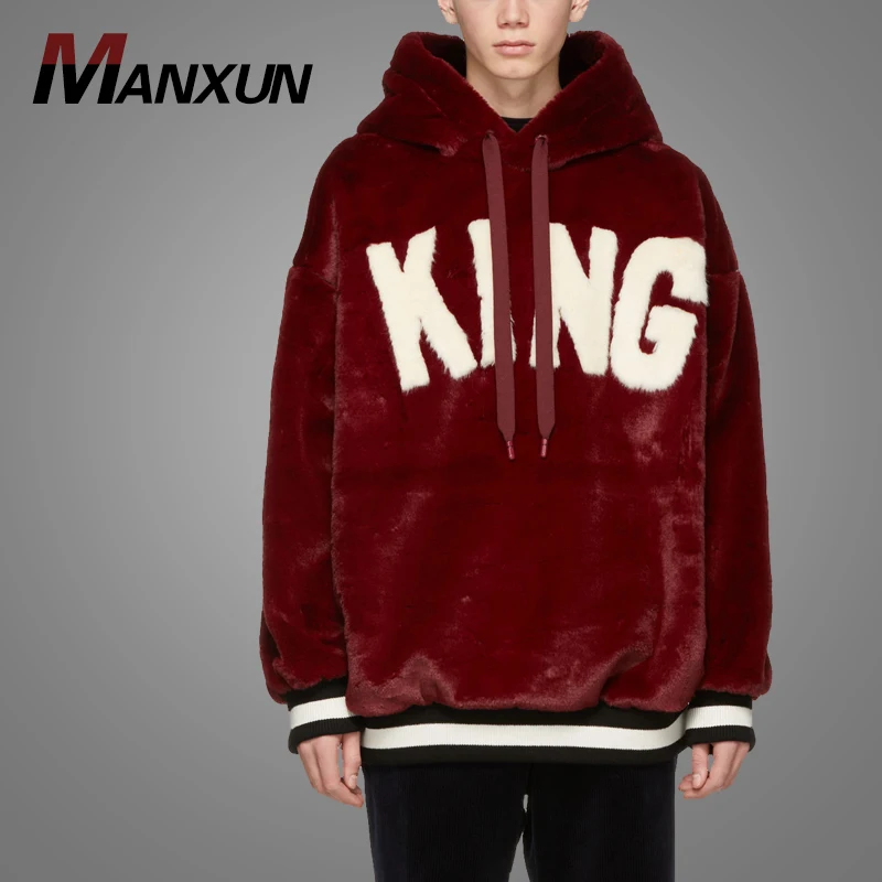High Quality Long Sleeve Faux Fur Hoodie Oversized Sherpa Hoodie Sweatshirt Hoodies For Men