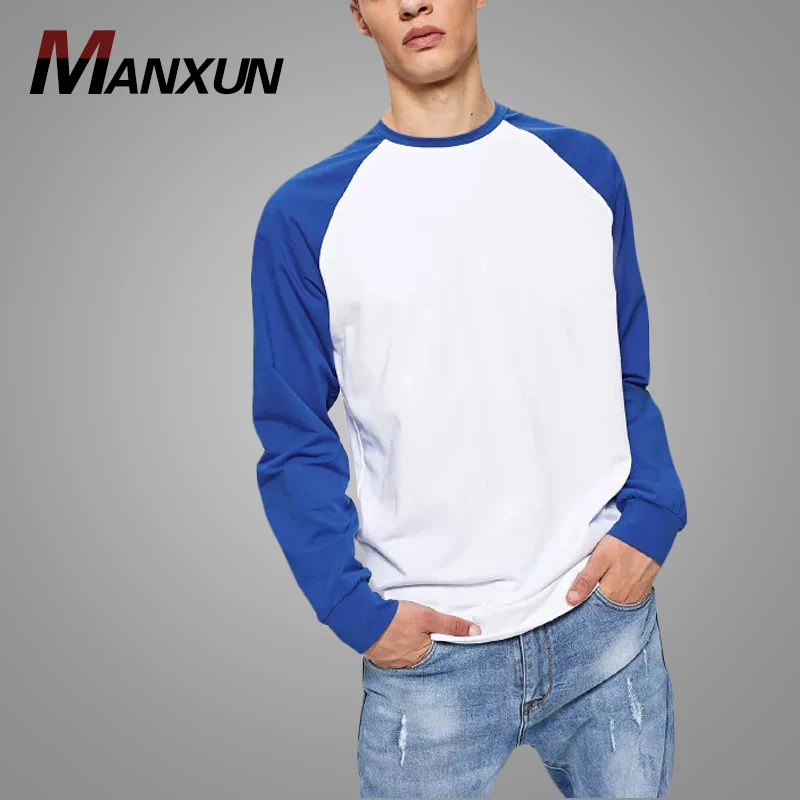 Hot Sell  Men Pullover Sweatshirts Custom Plain Colorblock Sweatshirt Wholesale Autumn Sweatshirt