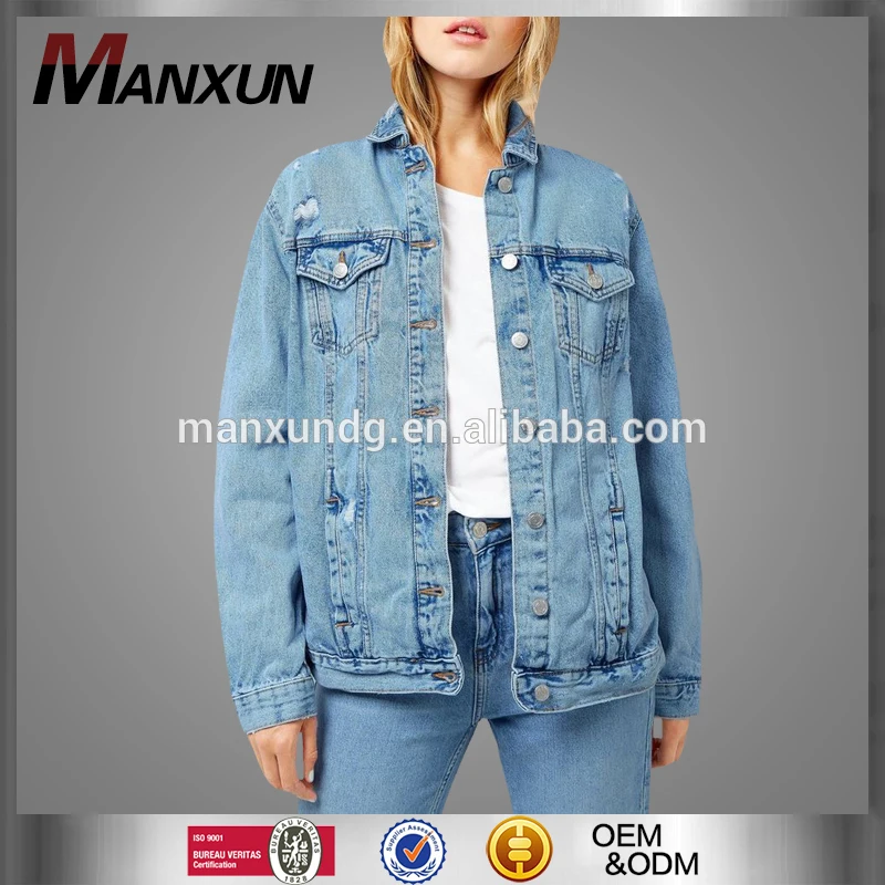New Arrival Women Fashion Spring Autumn Denim Jacket Simple Long Sleeve Light Blue Jean Denim Coat