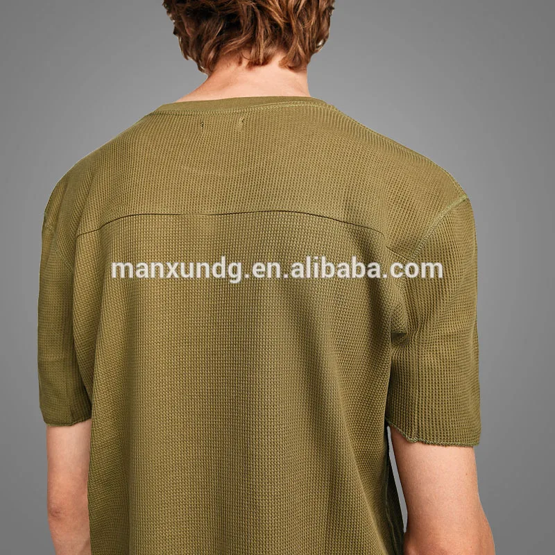 Waffle Knit Mens T shirts Organic Tshirt 100% Cotton Short Sleeves Tee Clothes 7