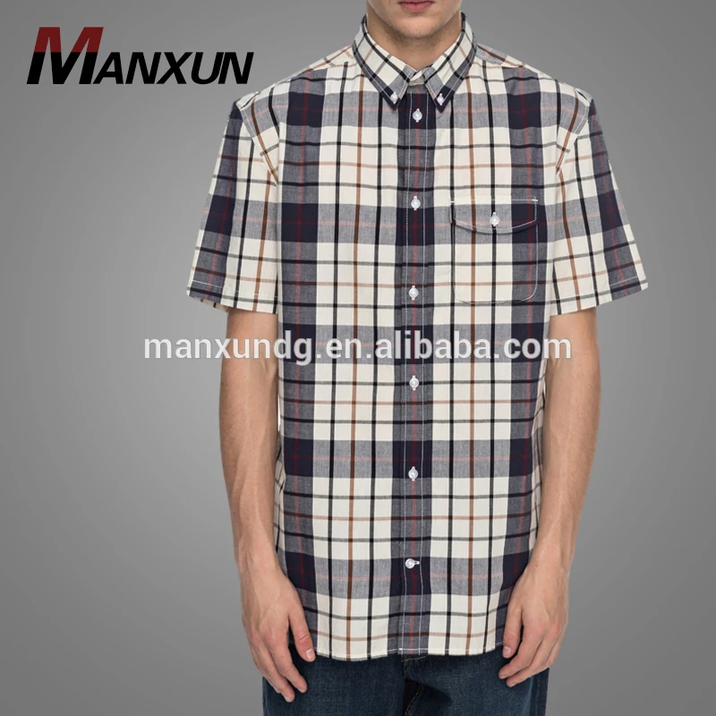 New Design Casual Check Shirts For Men High Quality Short Sleeve Plaid Flannel Shirt