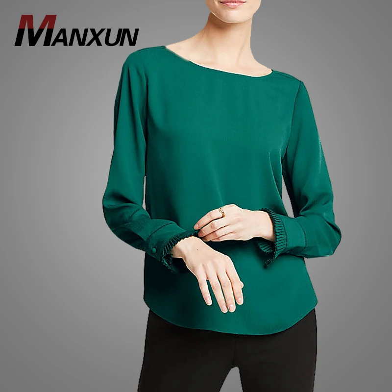 Factory Price Autumn Loose Casual Long Sleeve Blouse Women New Trendy Custom Blank Chiffon Blouse Tops For Fat Women
