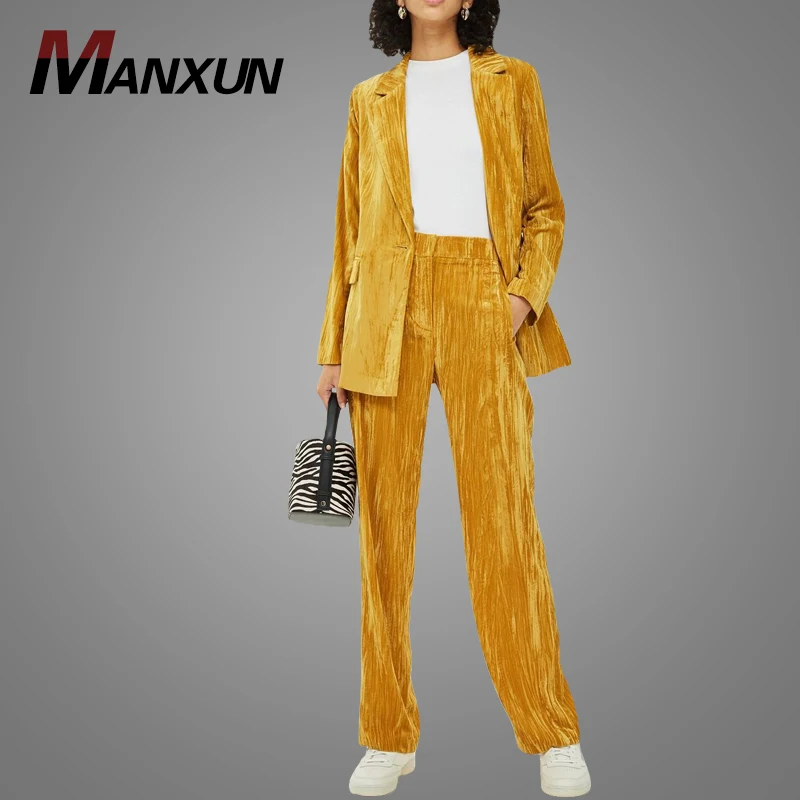 Latest Patiala Suits Crinkle Velvet Jacket Suit Track Pants Woman China Suppliers