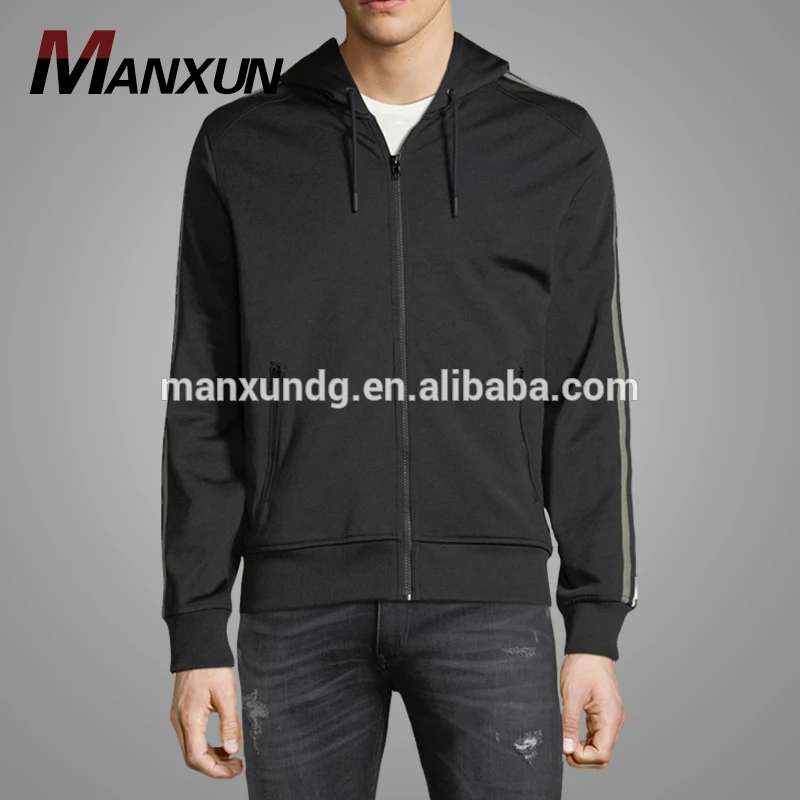 High Quality Cotton Spandex Men's Zip Up Hoodie Plain Sport Track Jacket For Sale
