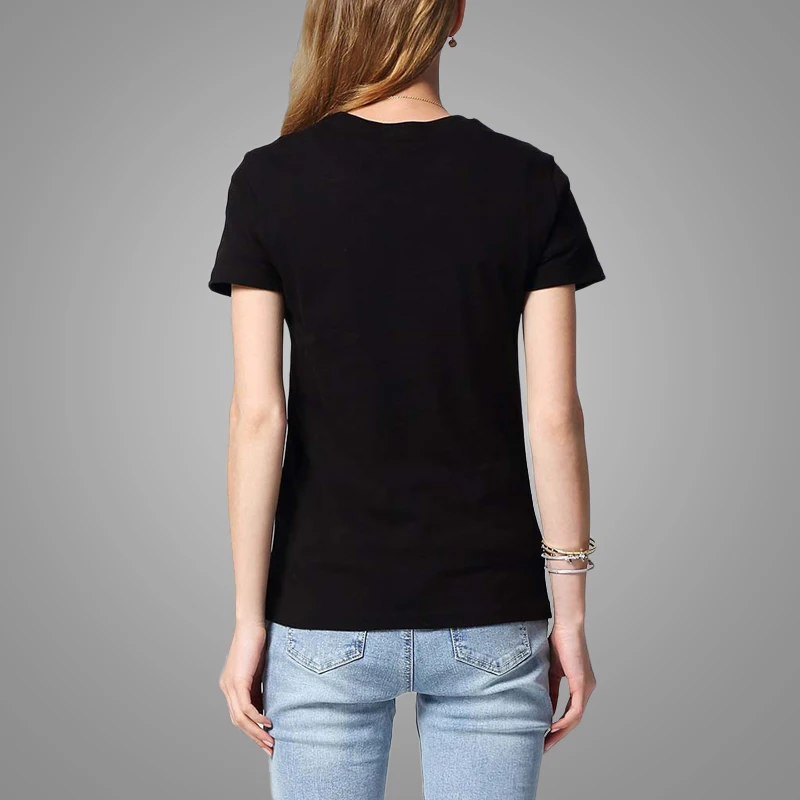 High Quality 100% Cotton Blank T-shirt Women Wholesale Custom Printing Plain Ladies T-shirt 7