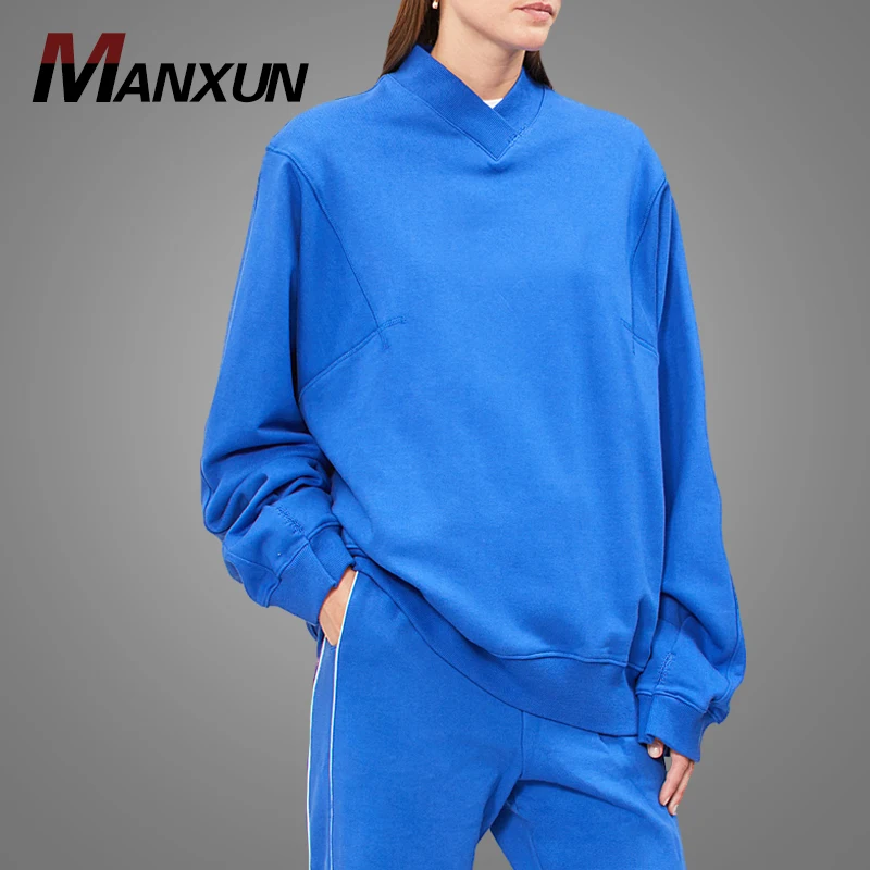 Clothing Factory Custom 100% Cotton xxxxl Long Sleeve Hoodies Sweatshirt Fashion V Neck Oversized Sports Hooded Sweatshirt