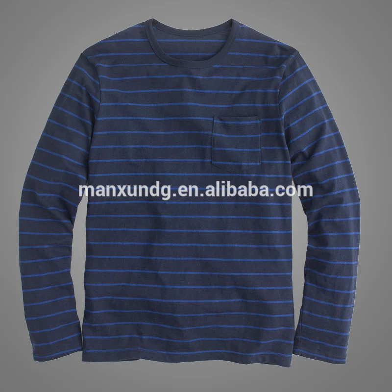 Mens Tshirts 100% Cotton Long Sleeves Stripped Tshirts Workout T shirts 3
