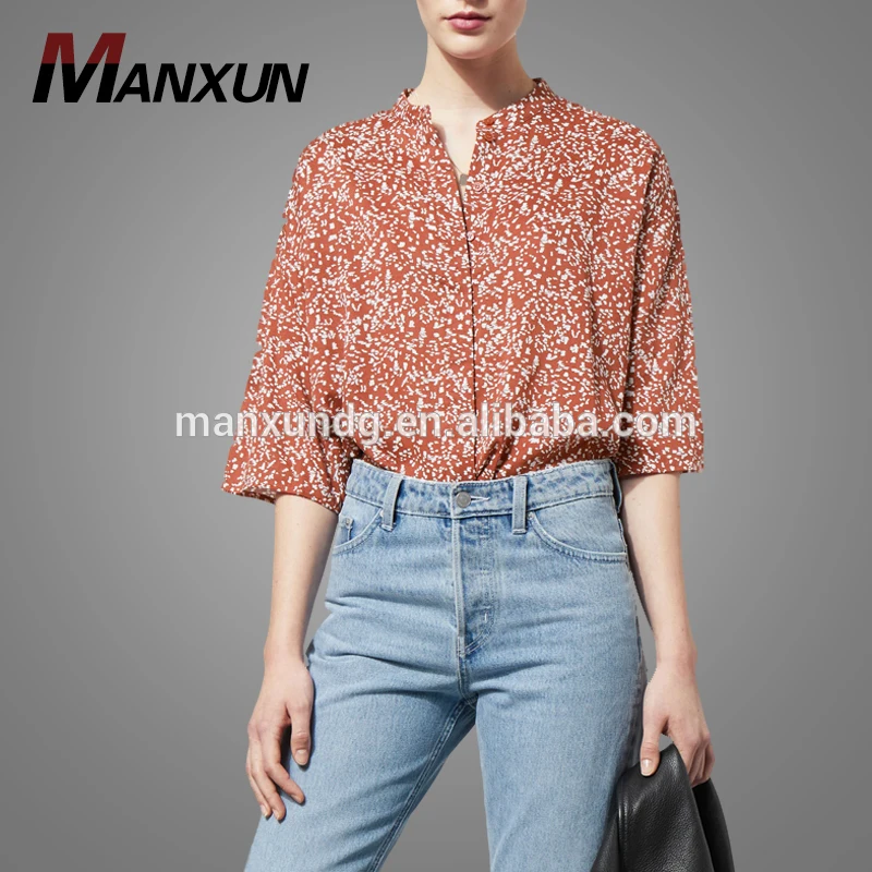 Top Quality Nice Half Sleeve Cheap Casual Chiffon Woman Blouse