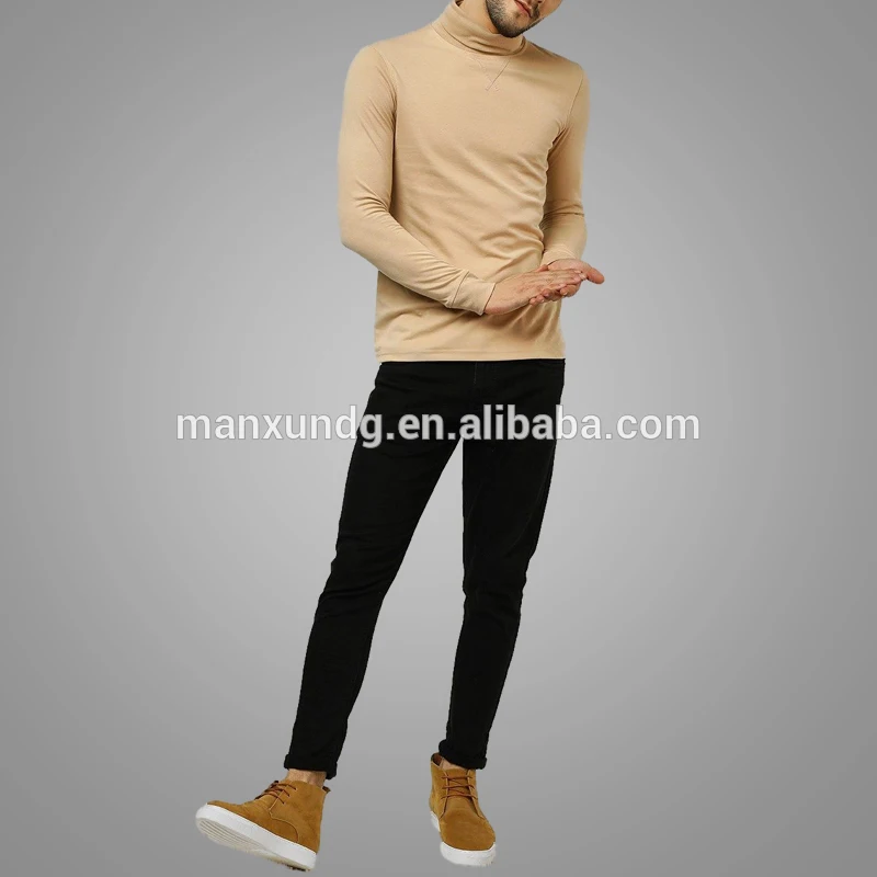 Wholesale Dongguan High Neck Long Sleeve T Shirt Slim Fit Mens Sweatshirt T Shirt 5