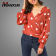 Wholesale-Red-With-White-Polka-Wrap-Blouse