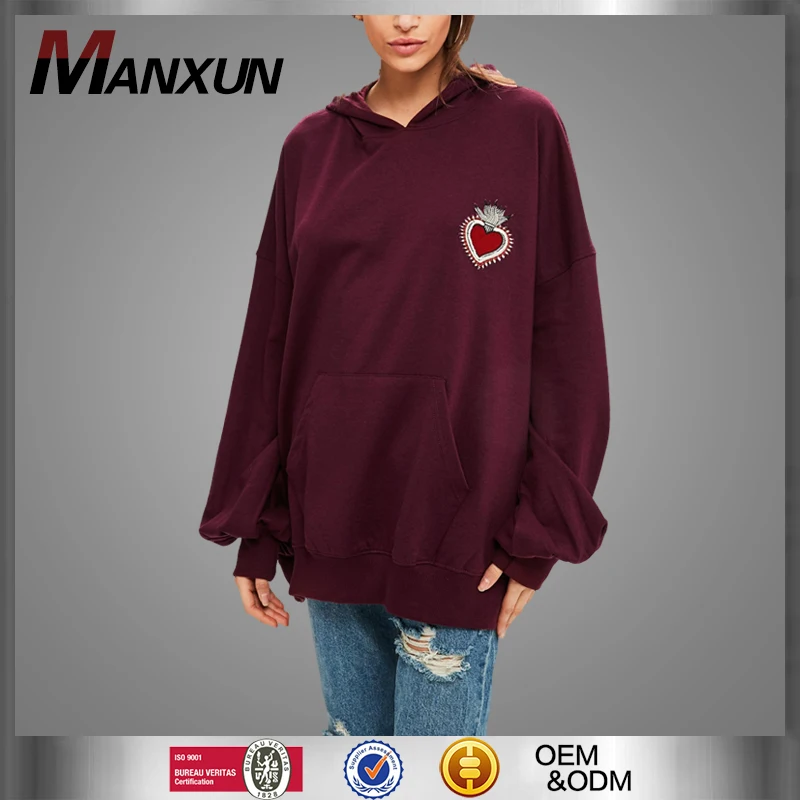 Wholesale Cheap Burgundy Pullover Hoodie Oversized Women Swag Sweatshirt Hoodies