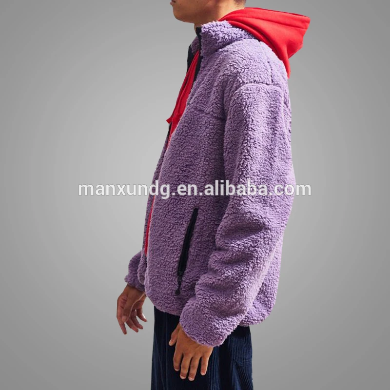 Factory Custom New Style  Men Blank Faux Fur Fleece Hoodies OEM Oversized Winter Zip Up Sherpa Jacket Wholesale 5