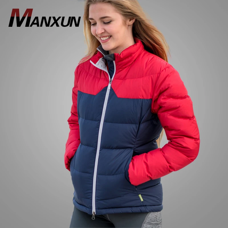 Newest Design Red and Dark Blue Warm Padding Jacket for Women Windproof Winter Coat Women