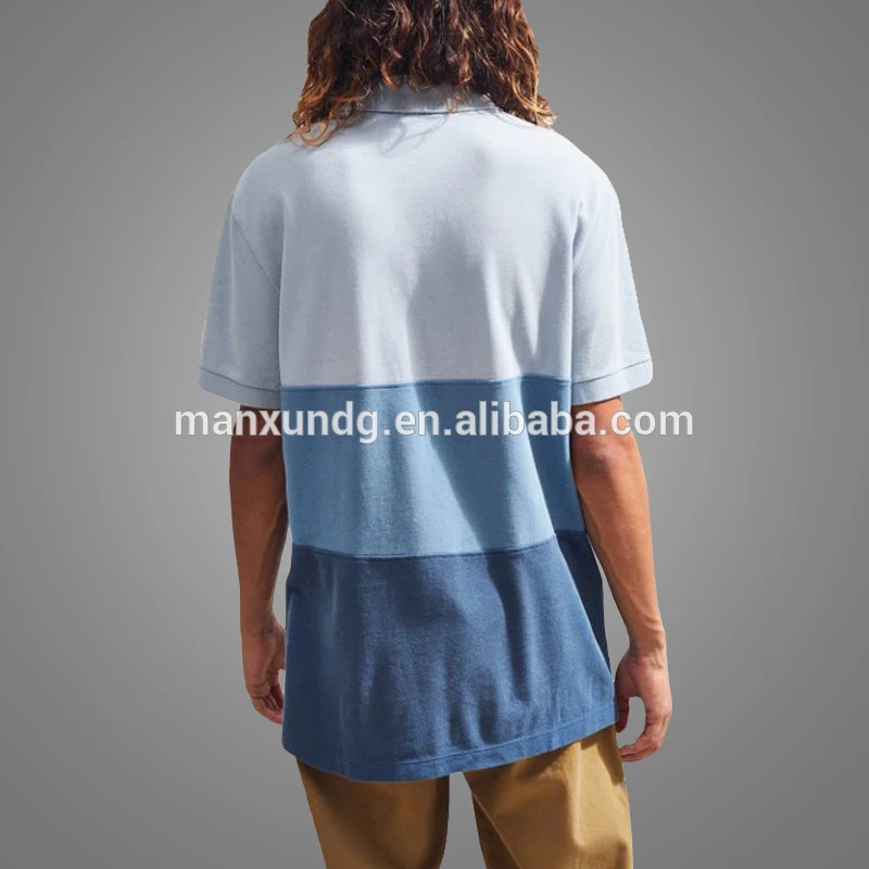 Dongguan High Quality Colorblock Pique Hemp Polo Shirt Design Two Tone Polo T shirt With Custom Logo 7