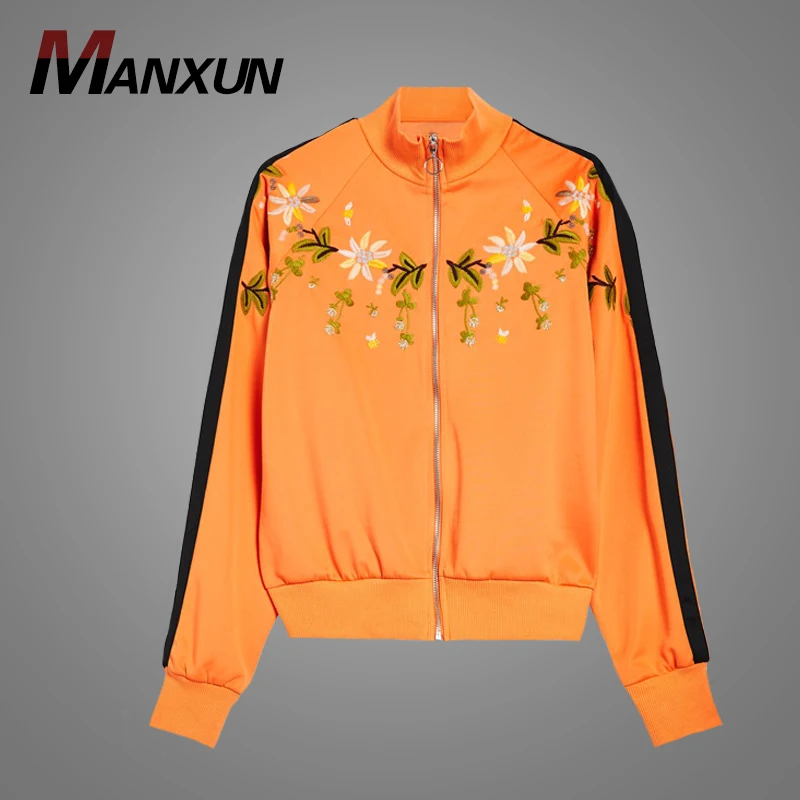 OEM Custom New Fashion Embroidery Women Clothing Beautiful Pattern Sport Style Jacket High Quality Long Sleeve Sweatwear