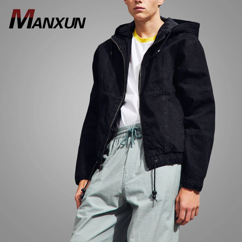 New Arrival Mens Denim Hooded Car Coat Latest Custom Men Jacket Wholesale Black Jean Jackets