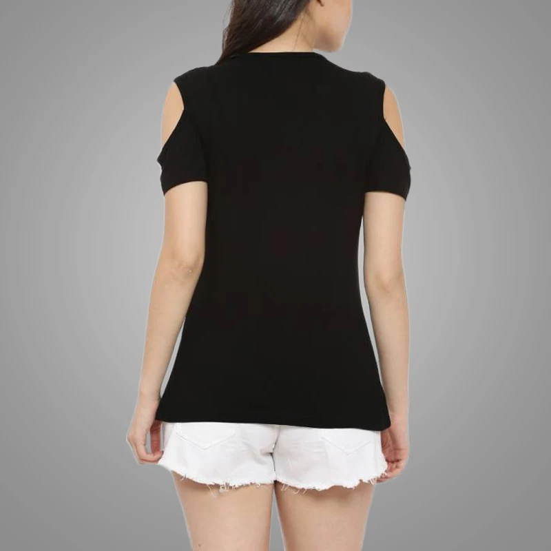  High Quality off the shoulder t-shirts plain black 7