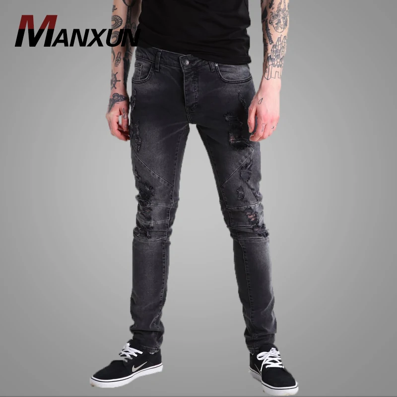High Quality Mens Casual Jeans Work Cargo Pants Latest Design Cheap Pants Broken Hole Trousers for Men