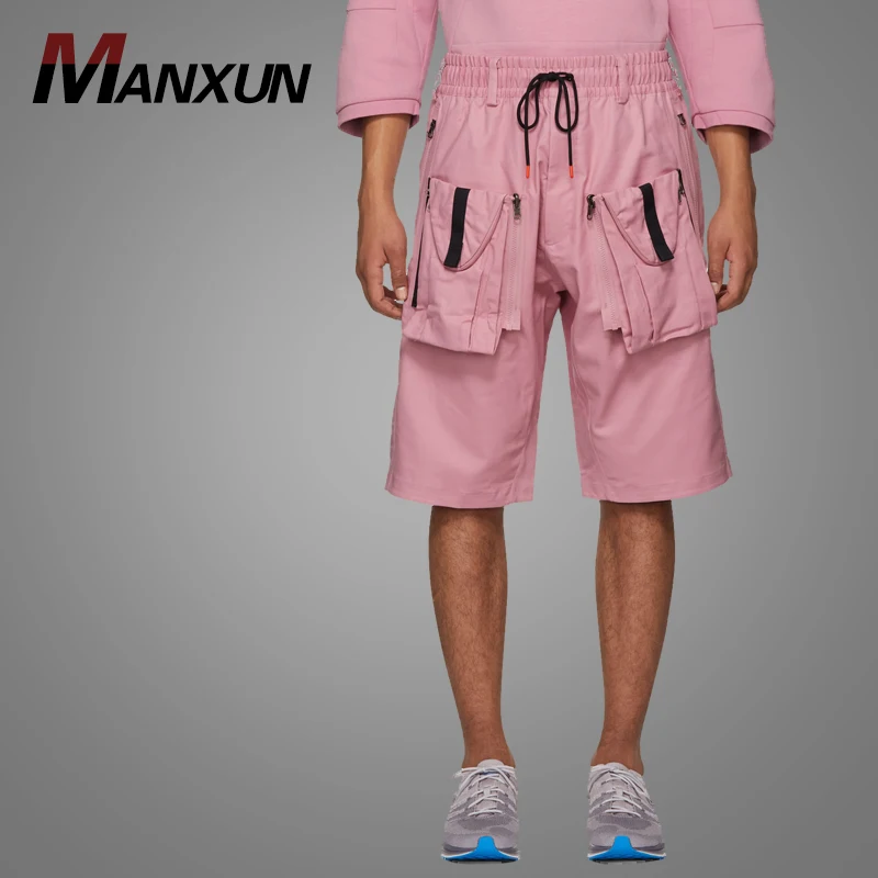 Latest Design Stretch Canvas Shorts Front Big Pocket Pink Mens Baggy Cargo Sweatpants Shorts Pants