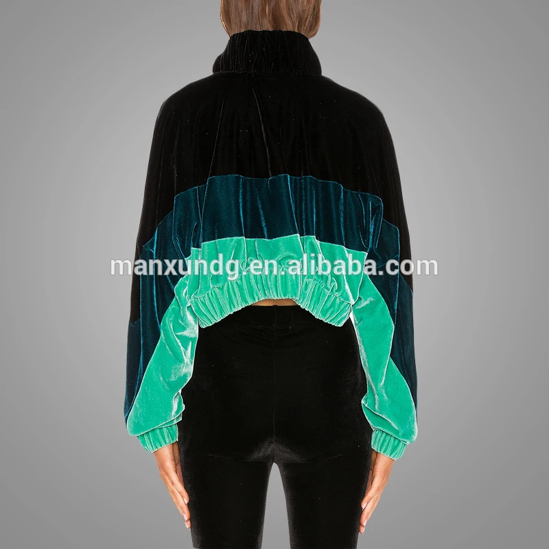 Hot Sell Custom Women Velvet Track Jacket Fashion Crop Jackets Wholesale 2018 5