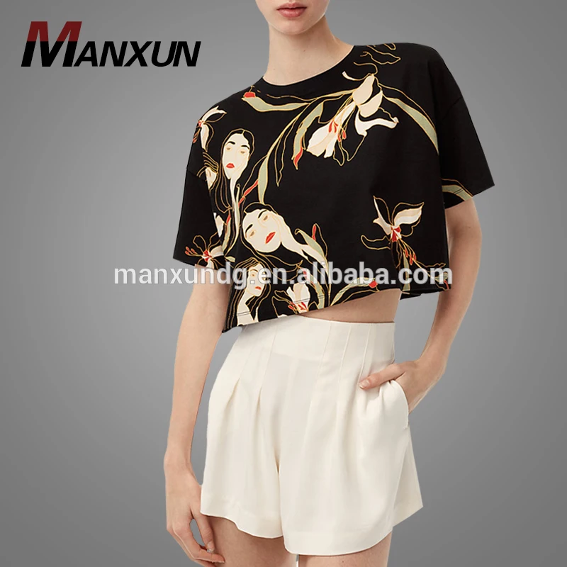 New Fashion European Women Shirt Printing Custom Sweatrshirt High Quality Short Top Online
