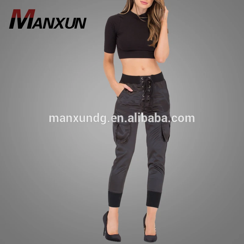 2017 Wholesale OEM Blank Jogger Pants With Big Pocket Loose Elastic Drawstring Sport Pants With Elastic Cuffs Hip Hop Pants