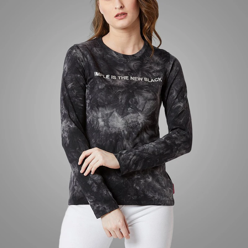 High Quality Long Sleeve Black Suede Winter Ladies Tops Latest Design Thin Girls Sweater T-shirt