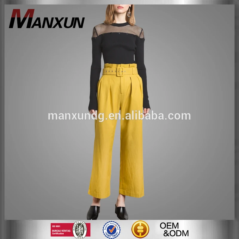 High Waisted Pants Casual Lady Pants With Matching Belt Elegant Pants For Women