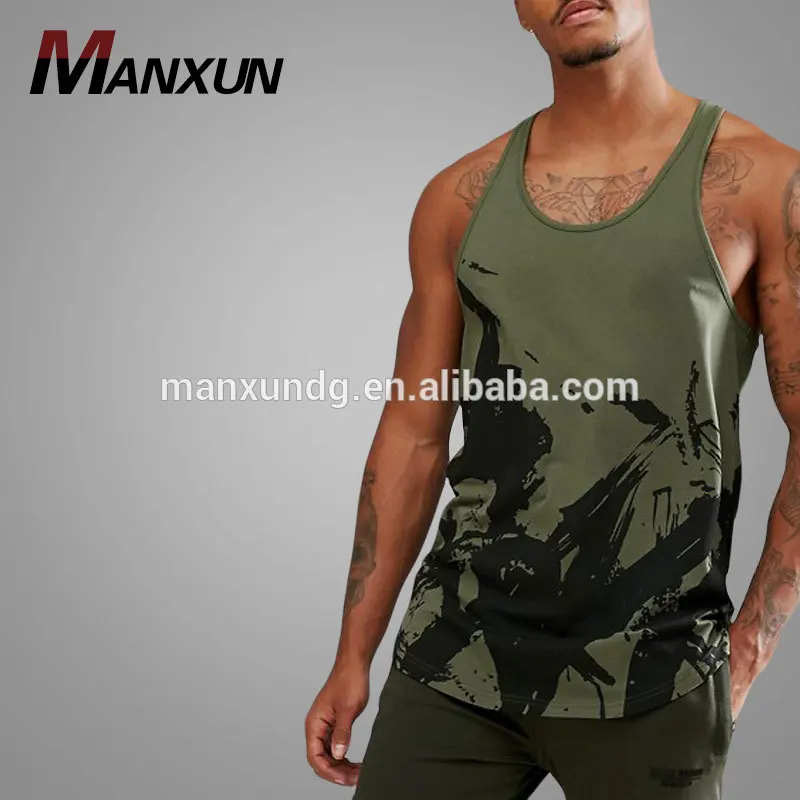 Customized Men Hot Selling Workout Stringer Spaghetti Strap Gym Tank Top Printing Men Vest