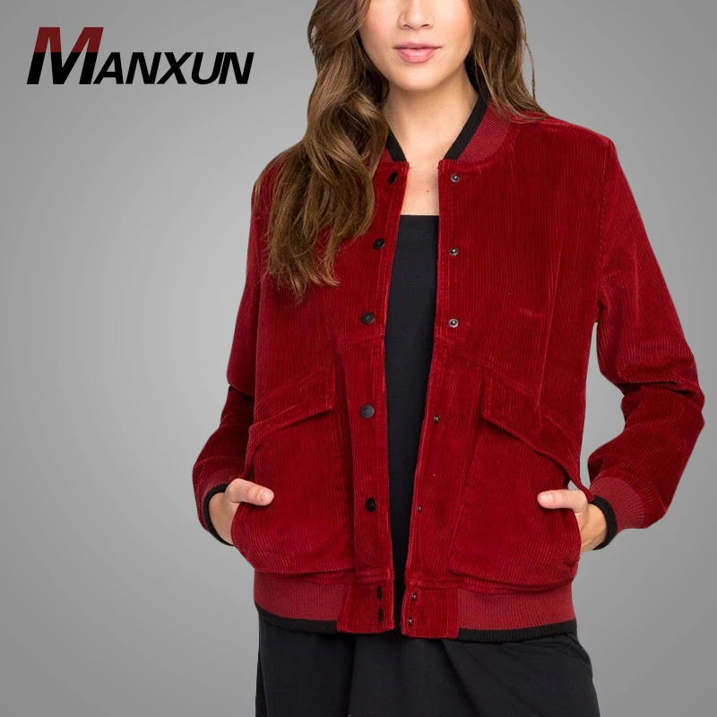 Latest Design Women  Corduroy Bomber Jacket Custom Casual Women Jacket Wholesale Fashion Jackets